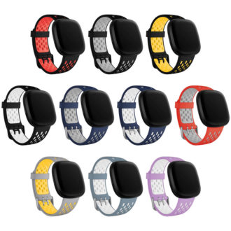 fb.r63 All Color StrapsCo Two Tone Silicone Rubber Sport Watch Band Strap for Fitbit Sense Versa 3