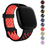 fb.r63.1.6 Gallery Black Red StrapsCo Two Tone Silicone Rubber Sport Watch Band Strap for Fitbit Sense Versa 3