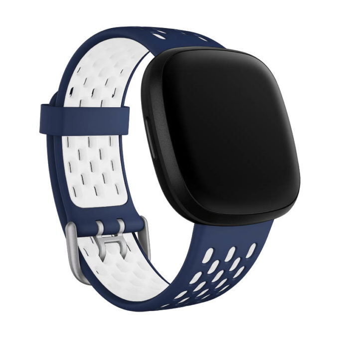 fb.r63.5.22 Main Blue White StrapsCo Two Tone Silicone Rubber Sport Watch Band Strap for Fitbit Sense Versa 3