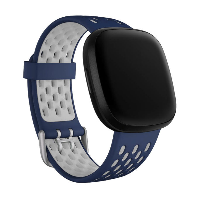 fb.r63.5.7 Main Blue Grey StrapsCo Two Tone Silicone Rubber Sport Watch Band Strap for Fitbit Sense Versa 3