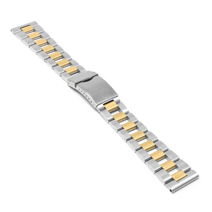 m.ld1 .2t Angle Silver Yellow Gold StrapsCo Stainless Steel Ladder Watch Band Bracelet Strap w Deployant Clasp