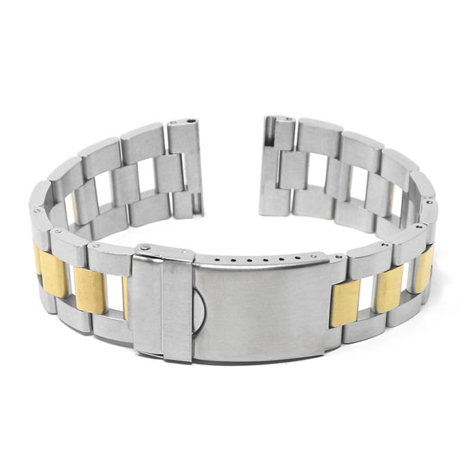 m.ld1 .2t Main Silver Yellow Gold StrapsCo Stainless Steel Ladder Watch Band Bracelet Strap w Deployant Clasp