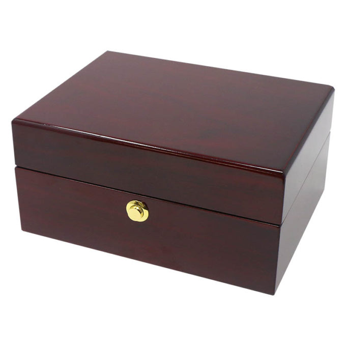 wb25.1 Front StrapsCo Cherry Red Stained Watch Box for 2 Watches