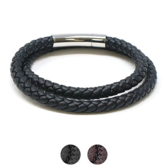 bx11.1.ps Gallery Black StrapsCo Leather Bolo Wrap Bracelet Wristband Bangle with Silver Clasp