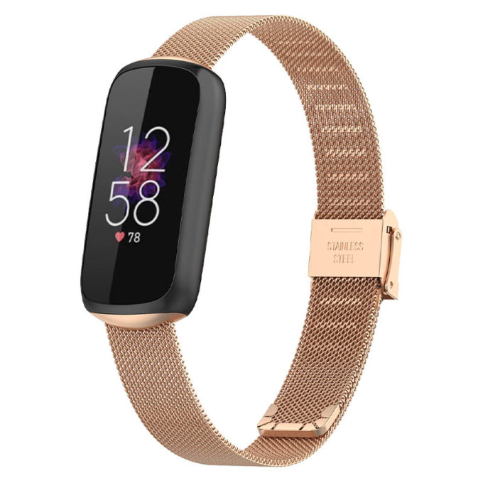 fb.m145.rg Main Rose Gold StrapsCo Stainless Steel Mesh Watch Band Strap with Clasp for Fitbit Luxe
