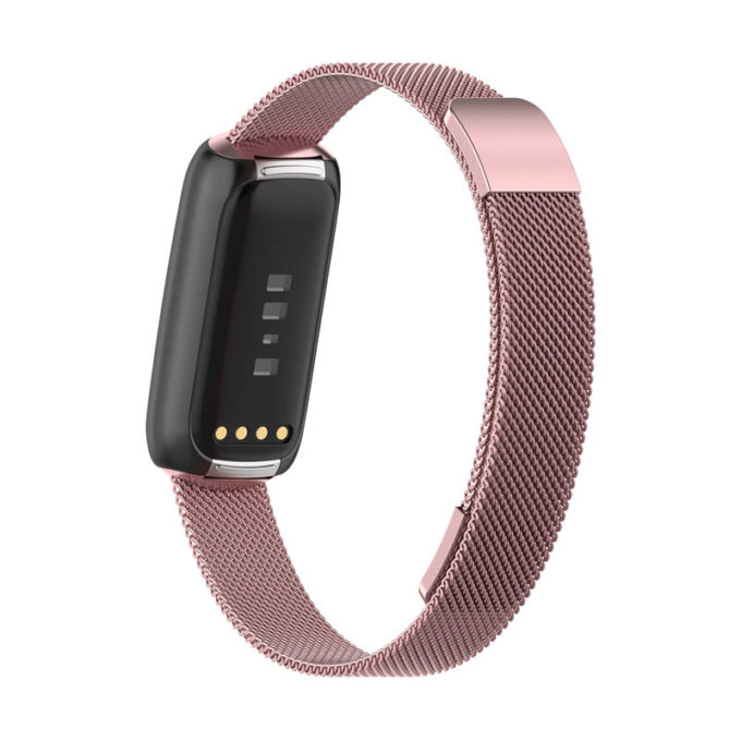 fb.m146.pg Back Pink Gold StrapsCo Stainless Steel Mesh Watch Band for Fitbit Luxe