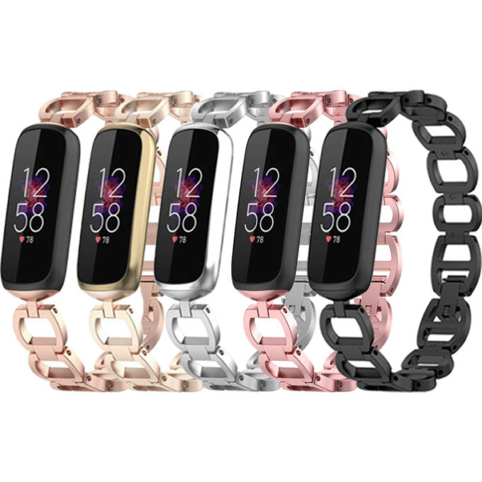 fb.m147 All Color StrapsCo Metal Alloy Link Jewelry Watch Bracelet Band for Fitbit Luxe