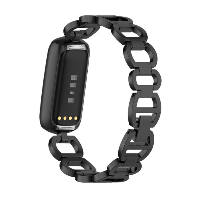 fb.m147.mb Back Black StrapsCo Metal Alloy Link Jewelry Watch Bracelet Band for Fitbit Luxe