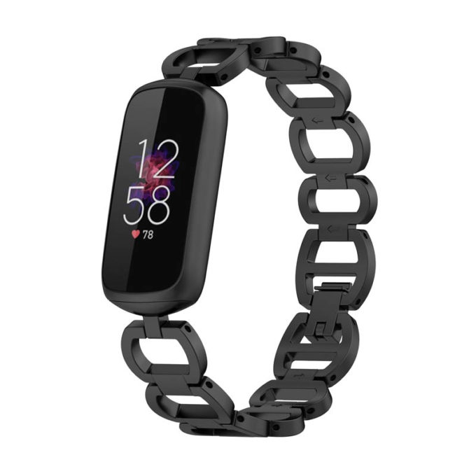 fb.m147.mb Main Black StrapsCo Metal Alloy Link Jewelry Watch Bracelet Band for Fitbit Luxe