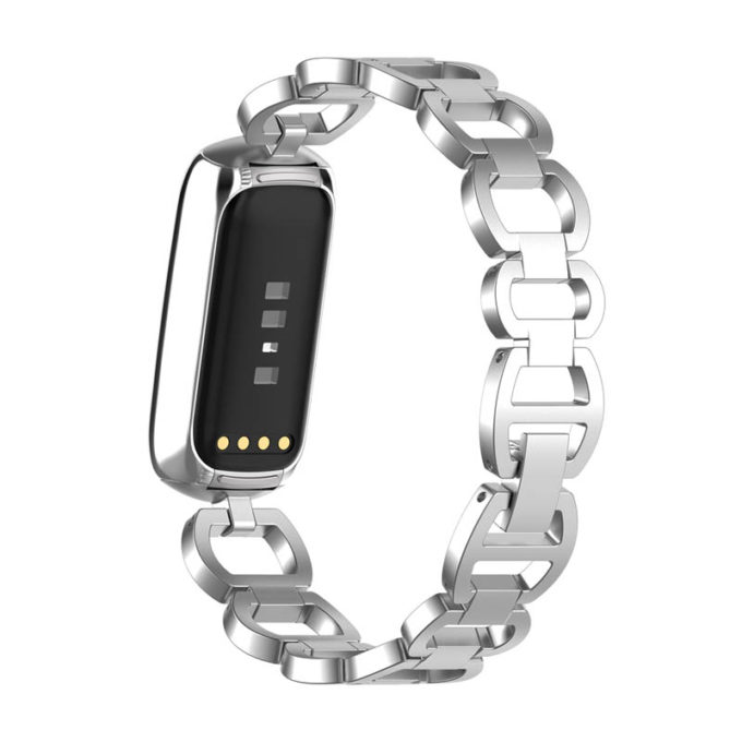 fb.m147.ss Back Silver StrapsCo Metal Alloy Link Jewelry Watch Bracelet Band for Fitbit Luxe