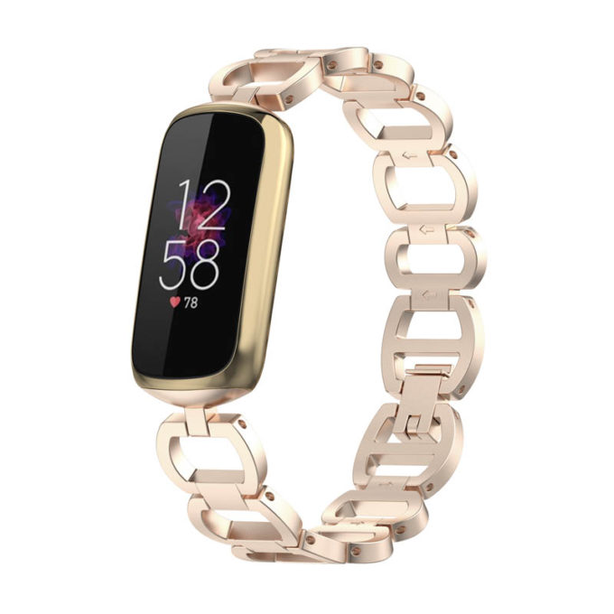 fb.m147.tg Main Retro Gold StrapsCo Metal Alloy Link Jewelry Watch Bracelet Band for Fitbit Luxe