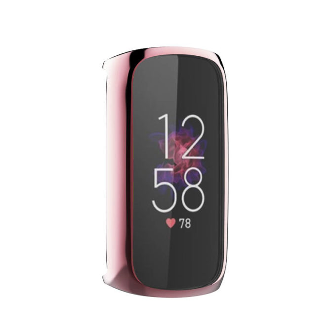 fb.pc17.rg Front Rose Gold StrapsCo TPU Smart Watch Protective Case Fitbit Luxe Protector