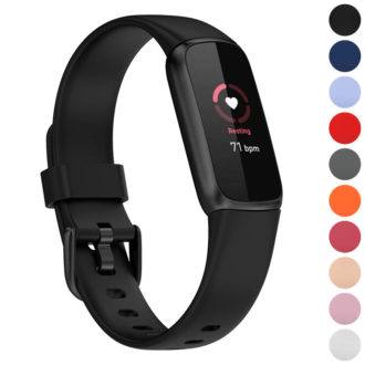 fb.r66.1 Gallery Black StrapsCo Single Solid Colour Silicone Rubber Watch Band Strap for Fitbit Luxe