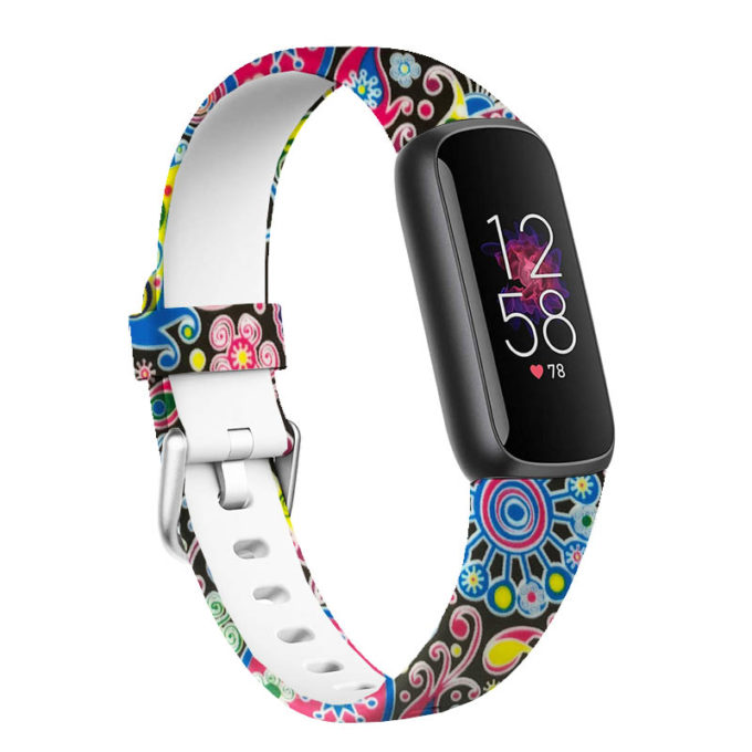 fb.r67.a Main Psychedelic StrapsCo Patterned Silicone Rubber Watch Band Strap for Fitbit Luxe