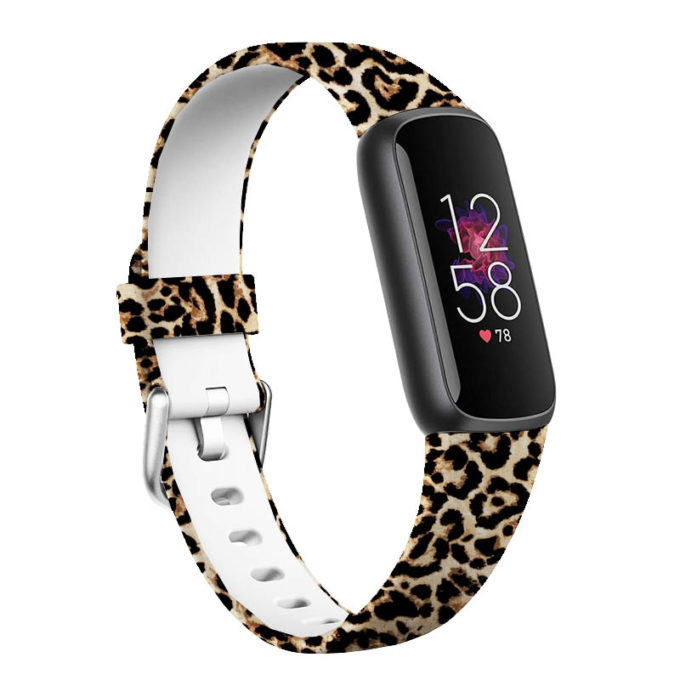 fb.r67.b Main Leopard StrapsCo Patterned Silicone Rubber Watch Band Strap for Fitbit Luxe