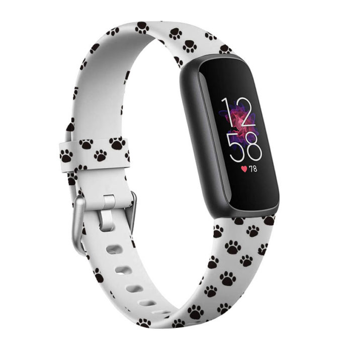 fb.r67.c Main Paw Print StrapsCo Patterned Silicone Rubber Watch Band Strap for Fitbit Luxe