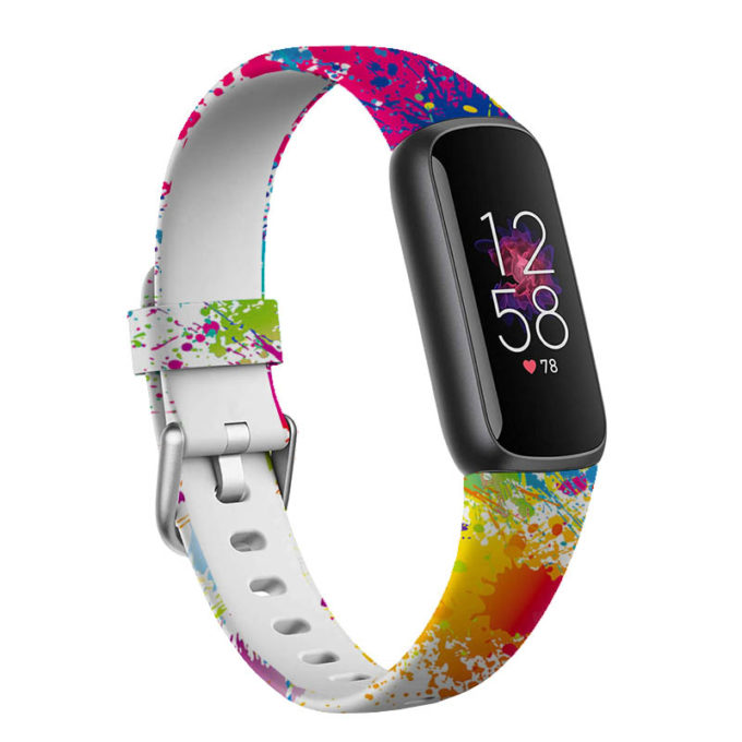 fb.r67.e Main Paint Splatter StrapsCo Patterned Silicone Rubber Watch Band Strap for Fitbit Luxe