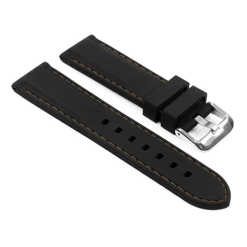 Pu1.1.2 Rubber Strap With Contrast Stitching In Black With Brown S