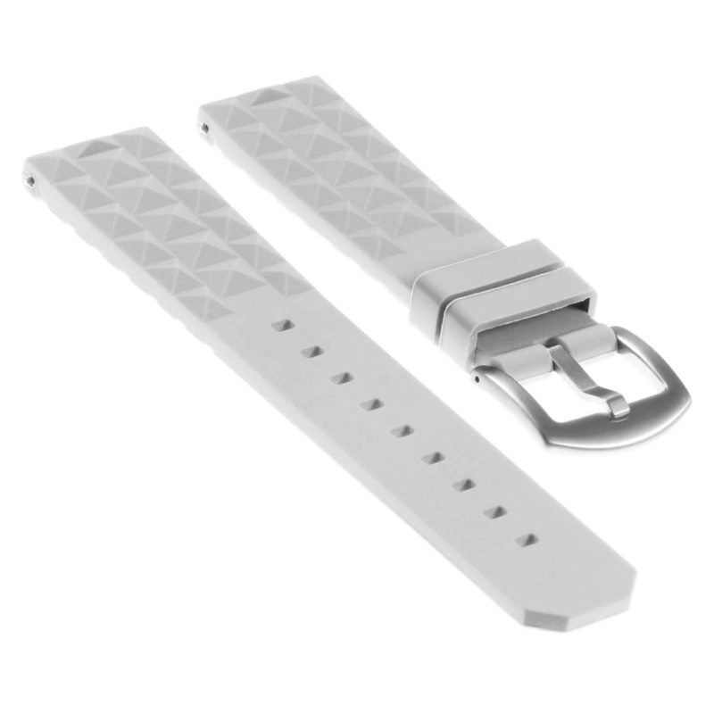 Pu16.7a Angle Light Grey StrapsCo Super Waffle Silicone Rubber Watch Band Strap