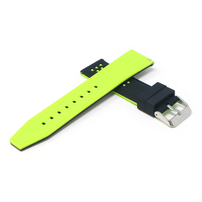 pu17.1.11 Cross Black Green StrapsCo Contrasting Perforated Silicone Rubber Watch Band Quick Release Strap