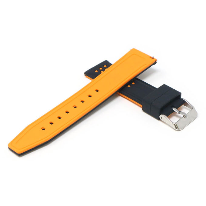 pu17.1.12 Cross Black Orange StrapsCo Contrasting Perforated Silicone Rubber Watch Band Quick Release Strap