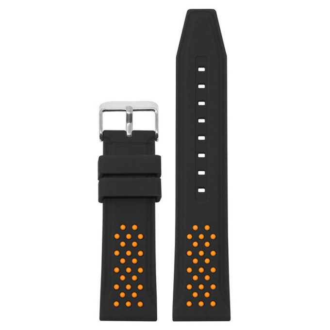pu17.1.12 Main Black Orange StrapsCo Contrasting Perforated Silicone Rubber Watch Band Quick Release Strap