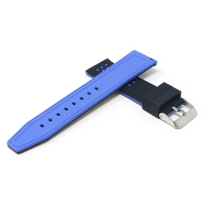 pu17.1.5 Cross Black Blue StrapsCo Contrasting Perforated Silicone Rubber Watch Band Quick Release Strap