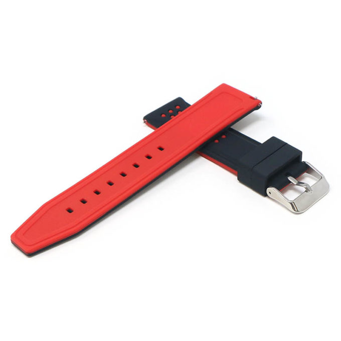 pu17.1.6 Cross Black Red StrapsCo Contrasting Perforated Silicone Rubber Watch Band Quick Release Strap