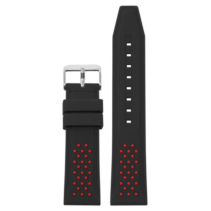 pu17.1.6 Main Black Red StrapsCo Contrasting Perforated Silicone Rubber Watch Band Quick Release Strap