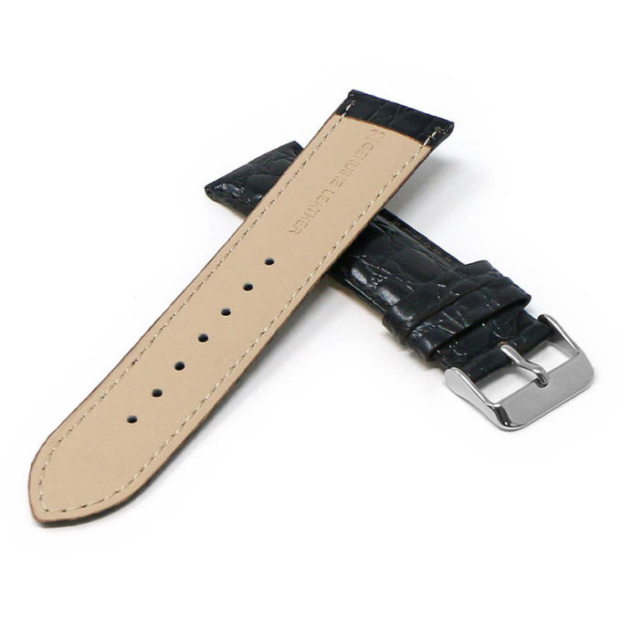 x10.1 Cross Black StrapsCo Glossy Alligator Leather Watch Band Strap 18mm 20mm 22mm 24mm