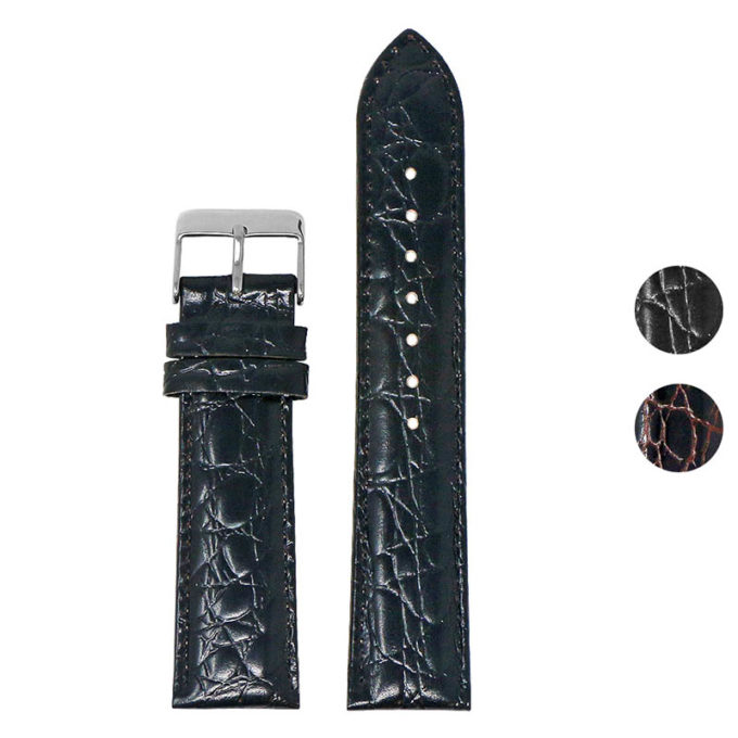 x10.1 Gallery Black StrapsCo Glossy Alligator Leather Watch Band Strap 18mm 20mm 22mm 24mm