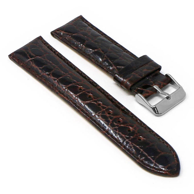 x10.2 Angle Brown StrapsCo Glossy Alligator Leather Watch Band Strap 18mm 20mm 22mm 24mm