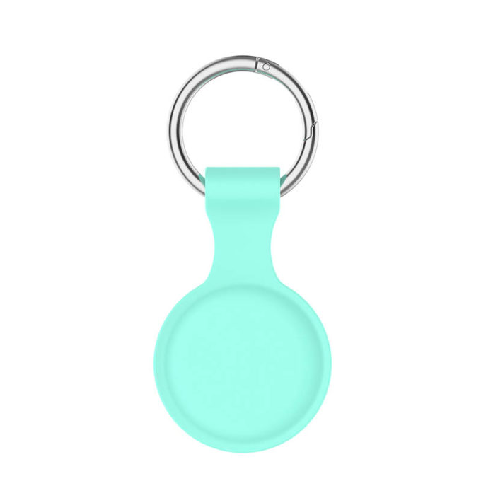 a.at12.11c Back Pale Turquoise StrapsCo Rubber Keychain Apple AirTag Holder Protective Case