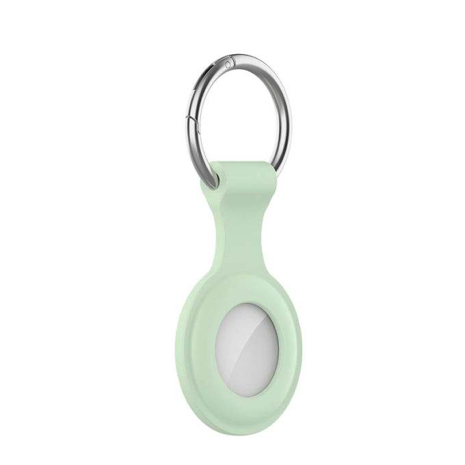 a.at12.11e Main Pale Green StrapsCo Rubber Keychain Apple AirTag Holder Protective Case