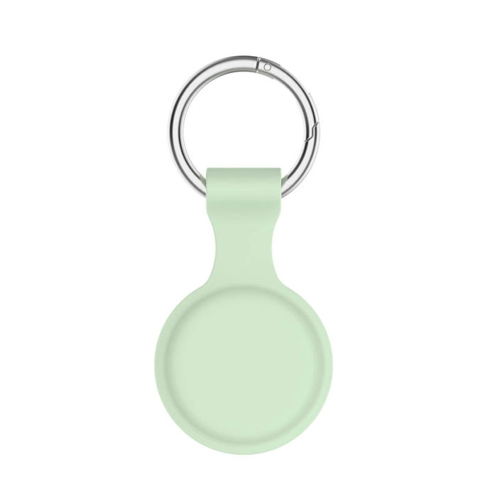 a.at12.11e Pale Green StrapsCo Rubber Keychain Apple AirTag Holder Protective Case