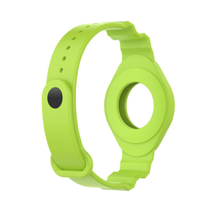 a.at3 .11 Back Lime Green StrapsCo Silicone Rubber Wrist Strap Band Apple AirTag Holder Protective Case
