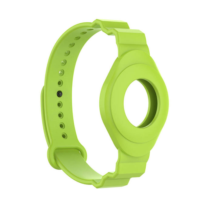 a.at3 .11 Main Lime Green StrapsCo Silicone Rubber Wrist Strap Band Apple AirTag Holder Protective Case