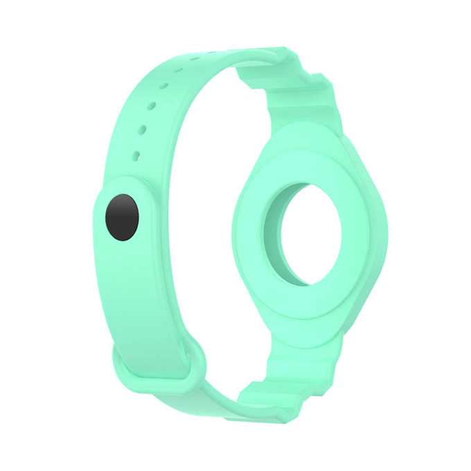 a.at3 .11a Back Pale Turquoise StrapsCo Silicone Rubber Wrist Strap Band Apple AirTag Holder Protective Case