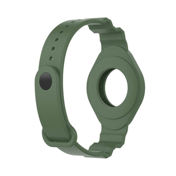 a.at3 .11b Fern Green StrapsCo Silicone Rubber Wrist Strap Band Apple AirTag Holder Protective Case