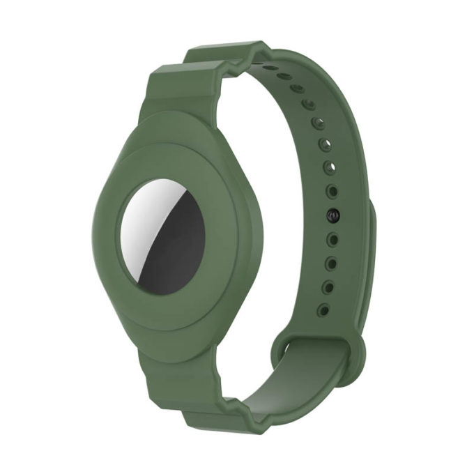 a.at3 .11b Front Fern Green StrapsCo Silicone Rubber Wrist Strap Band Apple AirTag Holder Protective Case