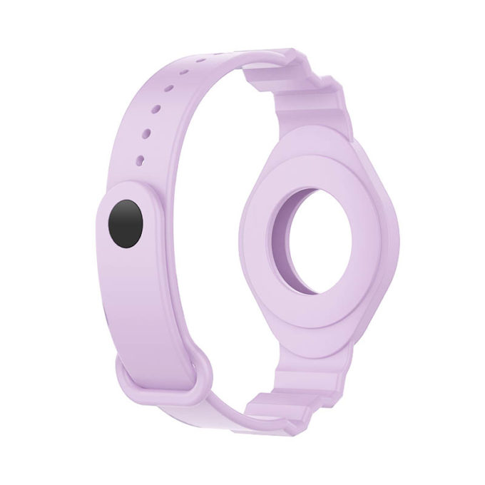 a.at3 .18 Back Lavender StrapsCo Silicone Rubber Wrist Strap Band Apple AirTag Holder Protective Case