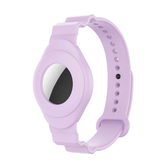 a.at3 .18 Front Lavender StrapsCo Silicone Rubber Wrist Strap Band Apple AirTag Holder Protective Case