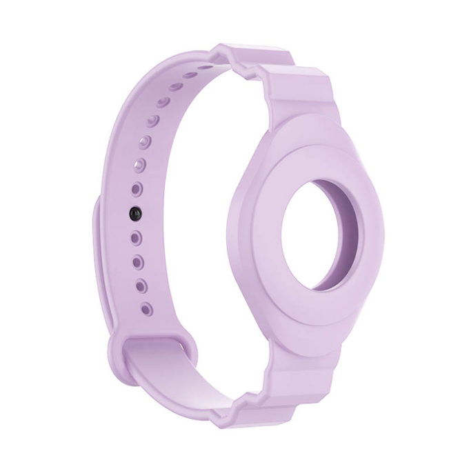 a.at3 .18 Main Lavender StrapsCo Silicone Rubber Wrist Strap Band Apple AirTag Holder Protective Case