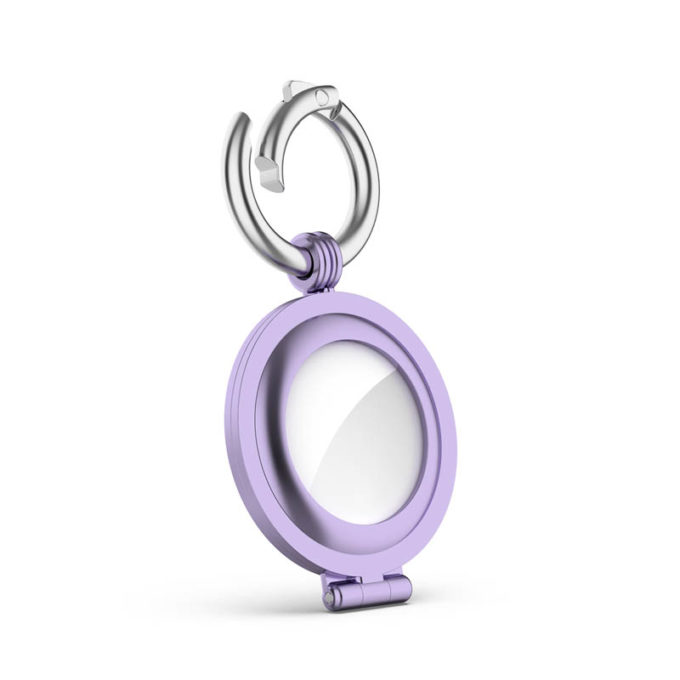 a.at7 .18 Angle Purple StrapsCo Stainless Steel Keyring Apple AirTag Holder Protective Case