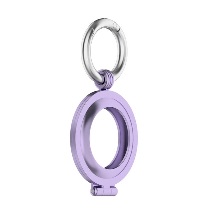 a.at7 .18 Main Purple StrapsCo Stainless Steel Keyring Apple AirTag Holder Protective Case