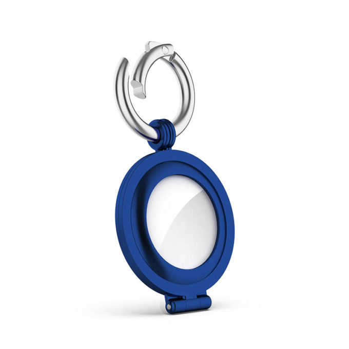 a.at7 .5 Angle Navy Blue StrapsCo Stainless Steel Keyring Apple AirTag Holder Protective Case