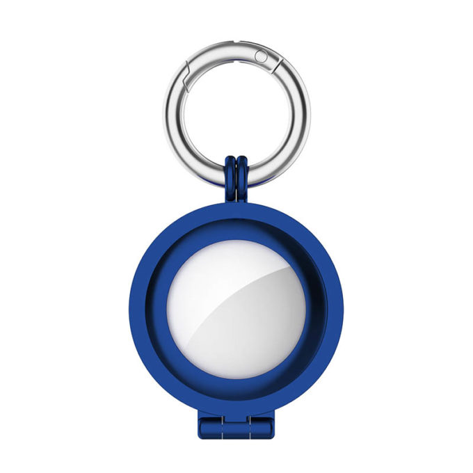 a.at7 .5 Front Navy Blue StrapsCo Stainless Steel Keyring Apple AirTag Holder Protective Case