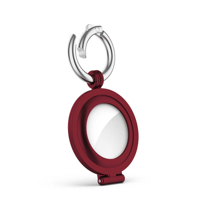 a.at7 .6 Angle Sangria StrapsCo Stainless Steel Keyring Apple AirTag Holder Protective Case