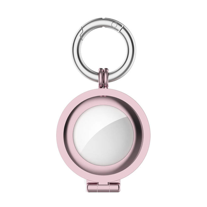 a.at7 .pg Front Pink Gold StrapsCo Stainless Steel Keyring Apple AirTag Holder Protective Case