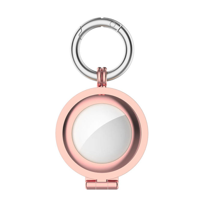 a.at7 .rg Front Rose Gold StrapsCo Stainless Steel Keyring Apple AirTag Holder Protective Case